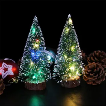 Plastično Mini Božično Drevo Z LED Luči Božič Festival Stranka Soba Tabela Namizne Dekoracije na Prostem Vrt Viseči Okraski