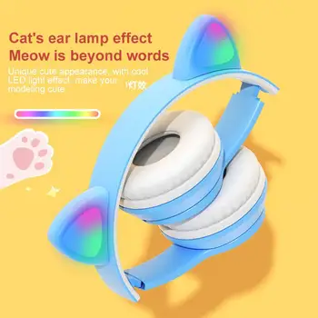 Luštna Mačka Ušesa Brezžična tehnologija Bluetooth-združljive Slušalke z Mikrofonom Lahko kontrolna lučka LED Stereo Glasbe Čelada Telefon Bluetooth Slušalke Darilo