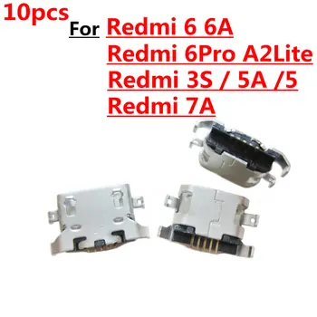 10pcs Novo Micro USB Vtič za Polnjenje Port Priključek, Vtičnica Za Xiaomi Redmi 6 6A 6Pro 7A 5 5A 3S