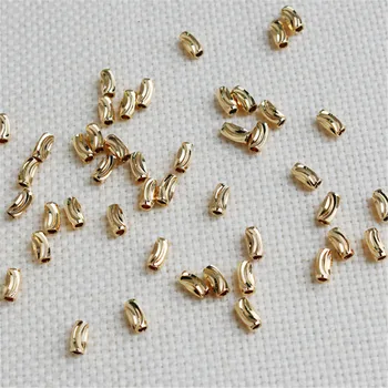 14K Zlato, ki je Napolnjena Flash cut cvet obraz 3x6mm sod bead 4 mm debel riž noge zapestnico, ogrlico svoboden noge DIY dodatki