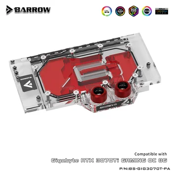 Barrow GPU Vode Blok Za GIGABYTE RTX 3070 Series/3070Ti, Polno Zajetje VGA Hladilnik, 5V ARGB M/B SINHRONIZACIJA, BS-GIG3070Ti-PA
