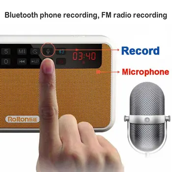 Rolton E500 Stereo Bluetooth Zvočnik FM Radio Prenosni Zvočnik Radio Mp3 Predvajanje Zvoka Snemanje Roko Prosto za Telefon In Svetilko