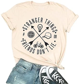 Prijatelji Ne Laži Tshirt Ženska Grafični Tees Vintage T-Majice za Teen Dekleta Kratek Rokav Bombaž Poliester Majice s kratkimi rokavi Ženske
