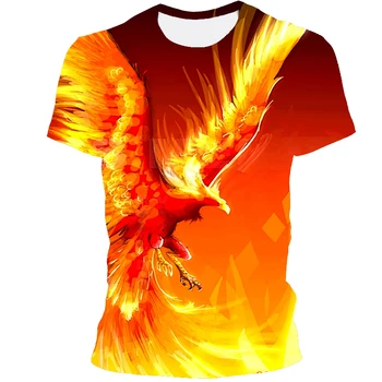 Natisnjeni T-shirt 2021 Poletje Vroče Prodaje Novih Moških Kratek Rokav Eagle Grafika, 3D Tiskanje Harajuku Zabavno Živali Top Športna Oblačila