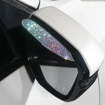 1 Par Avto Rearview Mirror Dež Obrvi Nosorogovo Kristalno Dekoracijo Auto Dež Ščit Kritje Zaščitnik s Diamond Bling Dekor