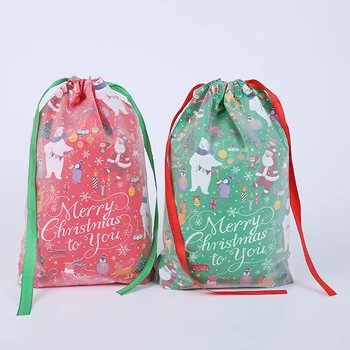 2021 Božično Darilo Candy Bag Božič Zavijanje Vrečke Z Vrvico Doma Božični Okraski Stranka Nalepko Darilo Polje Novo Leto 2022
