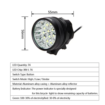 Svetlo 20000lm Kolesarske Luči 3 Načini Kolesarska Svetilka Super Nepremočljiva 16x XML T6 LED Kolesarske Luči Žarometov Aluminija Kolesarske Opreme