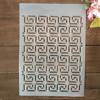 A4 29 cm Labirint Geometrijo Teksturo DIY Layering Matrice Stensko Slikarstvo Album Kolorit Reliefi Album Dekorativni Predlogo