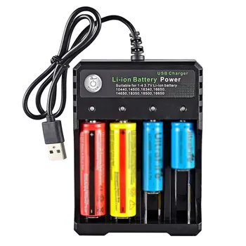 USB Polnilec za Baterije 18650 Black 4 Reže 110V AC 220V Dvojno Za 18650 Polnjenje 3,7 V Polnilna Litijeva Baterija