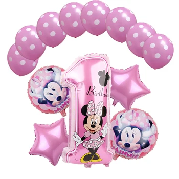1set Mickey Miške Minnie Star Helij Folija Baloni Otroci Rojstni dan Dekoracijo Baby Tuš 1. Rojstni dan število Balon igrače