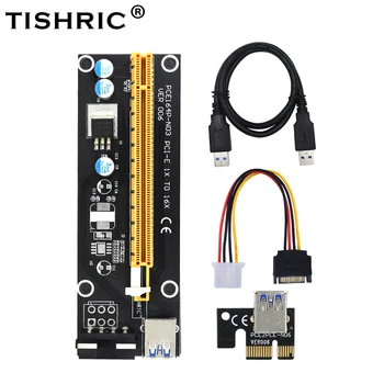 10Pcs TISHRIC GPU PCIE PCI-E Riser 006 kartico PCI E X16, PCI Express 4pin 1X 16X USB3.0 Extender LED Za Rudarstvo ETH v BTC-ju