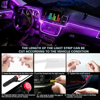 NLpearl EL Neon LED Avto Ambient Notranjosti Trak Svetlobe Več Načinov App Zvočni Nadzor Auto RGB LED Vzdušje Dekorativne Svetilke
