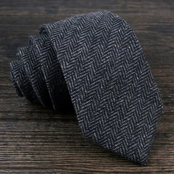 Brezplačna Dostava Kost Tweed Siva Temno Siva Trdne Moške Vezi Neckties Volne 2.76