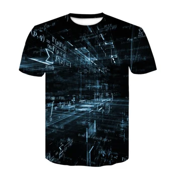 Poletje Smešno 3D Tiskanje moška T-Shirt Matematiko Kvadratna Funkcija Formula Ulične Mode Hip Hop Stilu Kratek Rokav O-Vrat Vrhovi