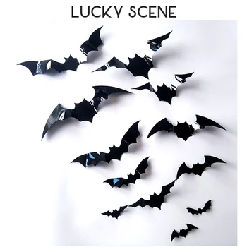 12Pcs 3D Bat Halloween Party DIY Dekor Halloween Sobe Doma Dekoracijo Sten PVC Stenske Nalepke Strašno Dekoracijo S01471
