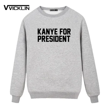 Novo Kanye Za Predsednika Smešno Runo Kapuco Majica Moški Smešno Bombaž moda za prosti čas camiseta