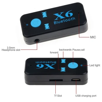 Kebidu X6 Bluetooth 4.1 Sprejemnik 3.5 mm AUX Avtomobilski Stereo Audio (Stereo zvok Glasbe z Mikrofonom Handfree Brezžični vmesnik Podpira TF Kartice