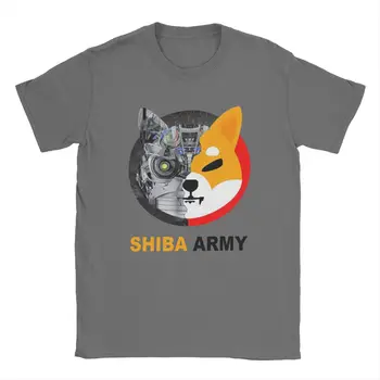 Moška T-Shirt Shiba Vojske Shibu Inu Crypto Valuti Meme Letnik Čistega Bombaža Tee Majica Kratek Rokav T Srajce Krog Vratu Oblačila