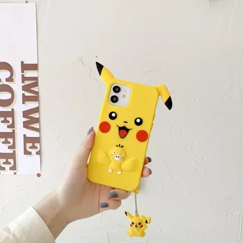 Novi Anime Pokemon Pikachu Srčkan Telefon 3D Cartoon Silikonski Primerih za Iphone za Huawei 12 11 Pro Max 11Pro Xs Max Xr X 7Plus 8Plus