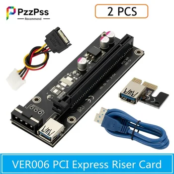 PzzPss 2 KOS VER006 PCI-E 1X, Da 16X Vstajajo Kartica PcIe Podaljšek Adapter za SATA do 4-Pin Napajanje USB 3.0 Kabel Za Video Grafične Kartice