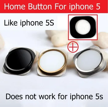 Novo OK gumb za Domačo stran Za iPhone 5 Gumb Domov Tipka z Kovinski Obroč Izgleda, 5S gumb vrnitev s silikonsko gasken Zamenjava