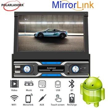 MP5 Zložljive Zaslon DVR 12V WIFI Dvojni Zaslon FM, USB, Aux GPS Ogledalo Povezavo avtoradia 1DIN 7-palčni zaslon, Android 9.0 Bluetooth