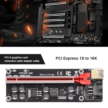 VER009S Plus PCI-E Riser Card 009S PCIE PCI Express 1X do 16X razširitveno napravo SATA 6Pin Moč 60 CM USB 3.0 Kabel za Grafične Kartice