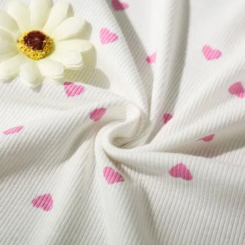 Moda Lycra Stretchy Jersey Rebro Šivalni Material Cvetlični Pika Bombaža, Tiskane Tkanine Za Dekle Obleko Ali T-shirt 45*135 cm YHTJ0050