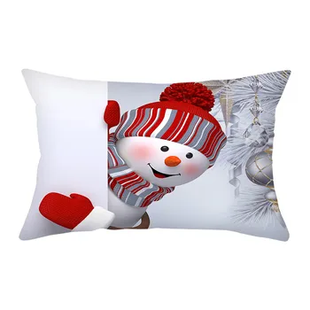 Božični Klobuk Snežaka Pillowcover 30*50 Risanka Santa Natisnjeni Prevleke Dekorativni Vrgel Blazino Pravokotnik Blazine, Blazine Pokrov