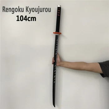 Cosplay Kimetsu ne Yaiba Meč Orožje Demon Slayer Rengoku Kyoujurou Meč 1:1 Anime Ninja Nož PU igrača sivo 104 cm