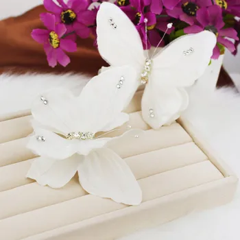 Ročno beli metulj Poročne headdress poroko hairdress ostra belo poročno obleko pribor