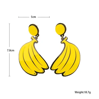 QUMENG Srčkan Ananas, banana Sadje Uhani Za Ženske v korejskem Slogu Modne Smolo Akril stud Uhan Dame Velika punk Uhan