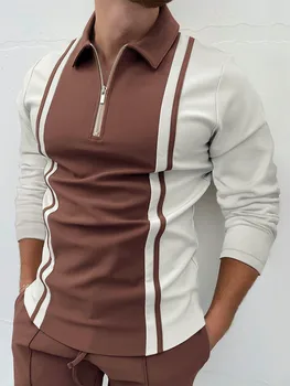 Novo Modno Jesen 2021 moška Classic River Zadrgo Polo Majica Dolg Rokav, za Moške, za Moške Priložnostne Vrh moška Oblačila