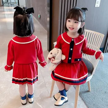 Dekleta Korejski Kolegij Slog Pulover Jopico Krilo Malčka Sodijo Oblačila 2022 Otroci Butik, Oblačila Na Debelo Halloween Obleko