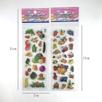 12 Listov/Set Sadja in Zelenjave 3D Zabuhle PVC Nalepke Otroci Zgodnjega Učenja Izobraževanja Scrapbooking Nalepka Otrok Darilo