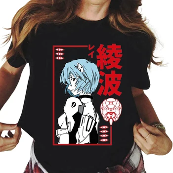 Japonski Anime Rei Ayanami Evangelion Majica s kratkimi rokavi Moški, Black Priložnostne Kratkimi Rokavi Tshirt Manga tiskanja Unisex T-shirt Tees