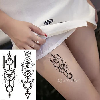 Nepremočljiva Začasni Tattoo Nalepke Totem Geometrijske Simbol Puščico Ponaredek Tatto Flash Tattoo, Roko, Nogo Nazaj Body Art za Moške, Ženske