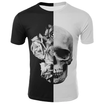 Moške Grozo Lobanje T-shirt Živalske Lobanje 3DT Majica za Moške Hip Hop 3D Tiskanje Smešno Lobanje O-Vratu T-shirt Prevelik priložnostne T-shirt