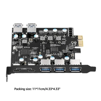 ULS PCI-e USB3.0 Sim 7-Vrata Tip C (2) TypeA (5) Z FL1100 Čip brez Dodatne električne Kable za Namizni Računalnik
