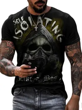 Moške Poletne 3D Natisnjena Kratka sleeved majica s kratkimi rokavi Priložnostne Moda Hip-hop Osebnost Ulične Svoboden Vrh XL 6XL