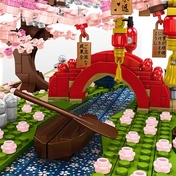 Japonski slog Sakura Področju Model gradniki Božični Igrače Mesto Street View Otrok Igrača Tehnične Gradnjo Bloka Številke