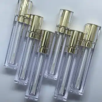 Promocijske Nalepke Prazno Lip Gloss Cev Debelo 8ML z Aplikator Palico Modno Kovinsko Zlata/Iver Kvadratnih DIY Lip Gloss Embalaža
