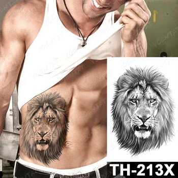 Luna Fantasy Lev Začasni Tattoo Nalepke Za Moške, Ženske Volk Strele Tiger Nepremočljiva Ponaredek Henna Divje Živali Body Art Tattoo