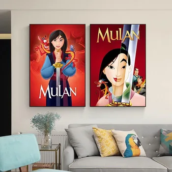 Platno Slikarstvo Disney Strip Risanka Mulan Plakatov in Fotografij Spalnica Doma Dekor Wall Art za Dnevna Soba Dekoracijo Slike
