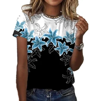NOV POLETNI Ženske 3D Arinted T-shirt Pbstract Slikarstvo Tiskanje Trend Ulica Priložnostne Kratka sleeved Svoboden Udobno T-shirt