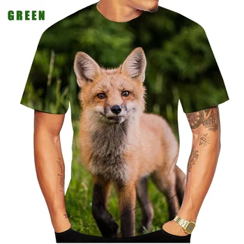 Nova moda priložnostne kratka sleeved 3D Tiskanje moška T-shirt srčkan živali fox 3d tisk T-shirt Živali, velikost XS-5XL