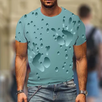 Kaplja vode Vzorec za Moške Majice Raindrop Grafični 3D Majice Poletje Priložnostne Kratek Rokav Vroče Prodajo Moda Vrhovi Ulice