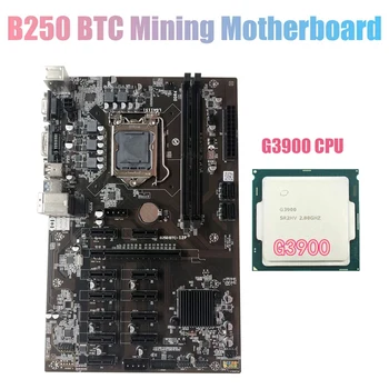 B250 BTC Rudarstvo Matično ploščo z G3900 CPU Procesor Podpira DDR4 LGA 1151 12XGraphics Kartico v Režo za BTC Rudar