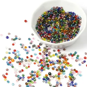 Multicolor Stekla Semena Kroglice Valj, Srebrne Barve, Podložena 4 mm x 3 mm, Hole: Cca 1,2 mm, 1 Zavitek ( 6300 Kos/Zavitek)