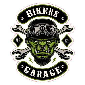 Biker Garaža Mc 1% Duha Živali Retro Zeleni Hudič Ukrivljen Žarek Avto, motorno kolo, PVC Nalepke, Nalepke 18*18 cm